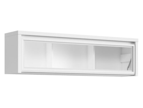 KASPIAN sienas skapis ar vitrīnu, 143,5 cm, balts/matēti balts