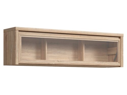 KASPIAN sienas skapis ar vitrīnu 143,5 cm, Sonoma ozols/Sonoma ozols