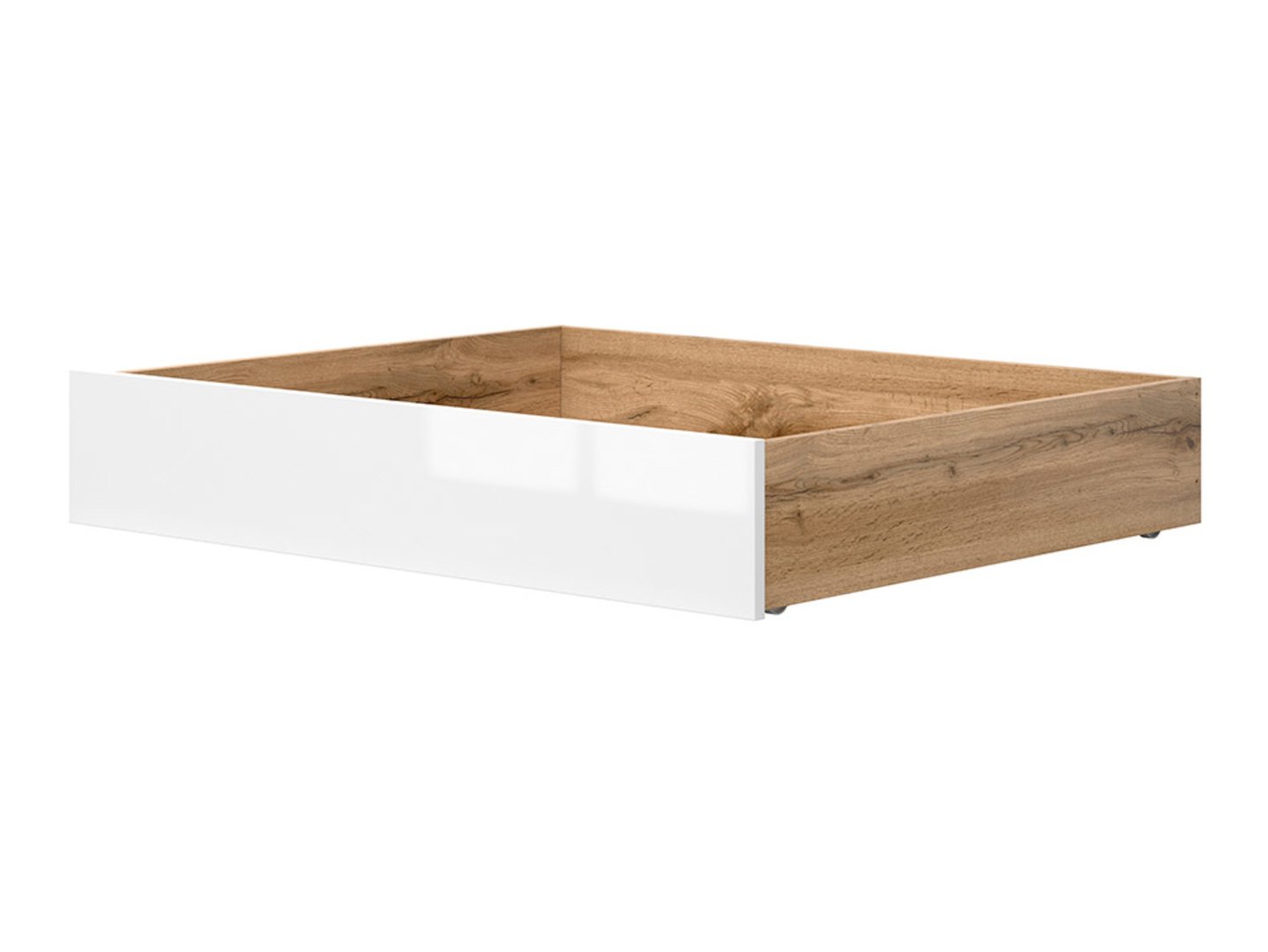 ZELE gultas atvilktne 90 cm wotan ozols/balta spīdīga krāsa