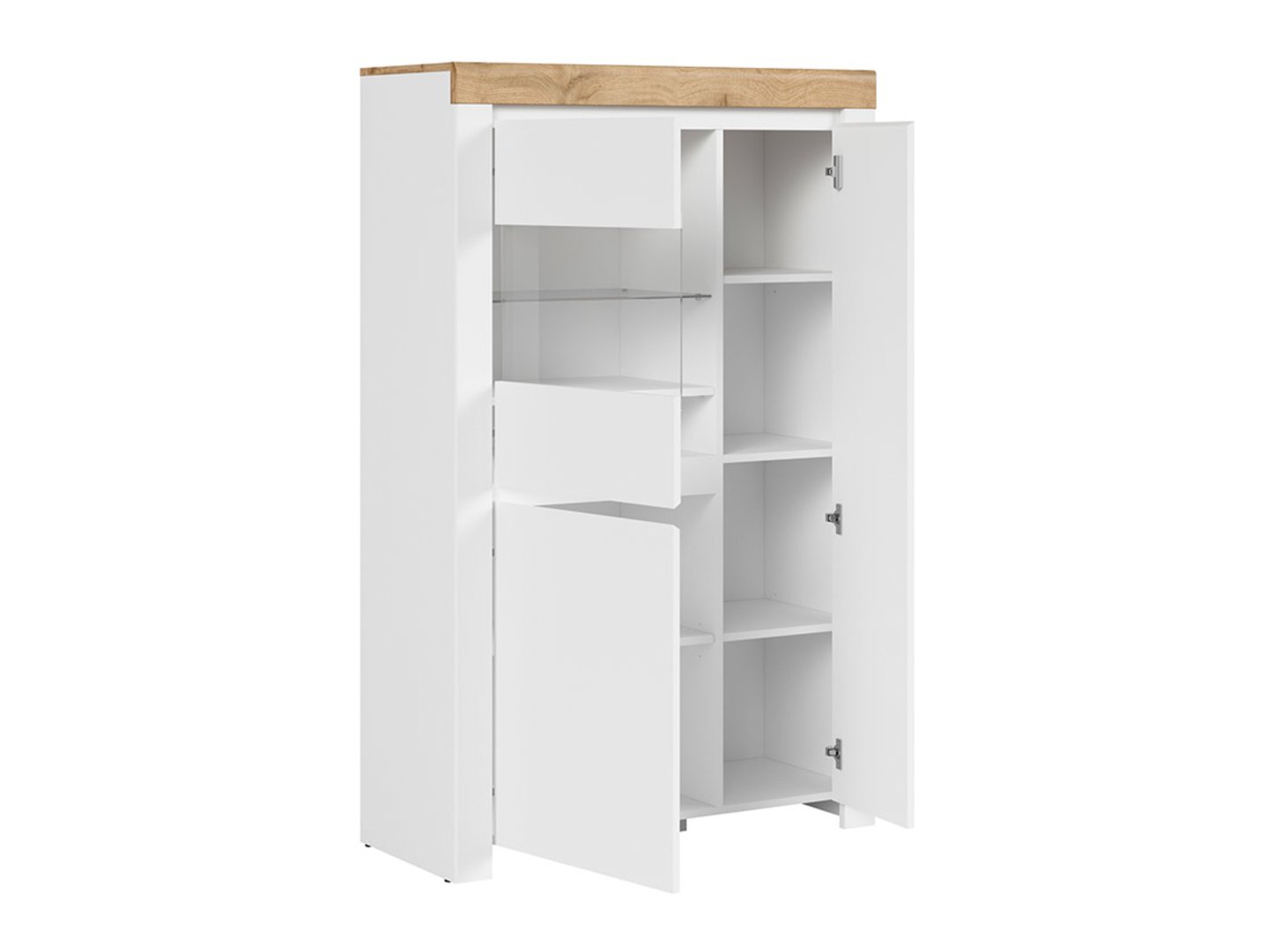 HOLTEN zems vitrīnas skapis ar 2 durvīm, 98 cm, balts/votan ozols — 2 attēls