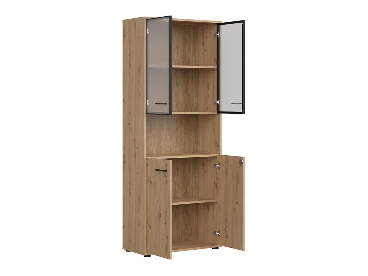 SPACE OFFICE 80 cm divu durvju vitrīna, māksliniecisks ozols/matēti melns