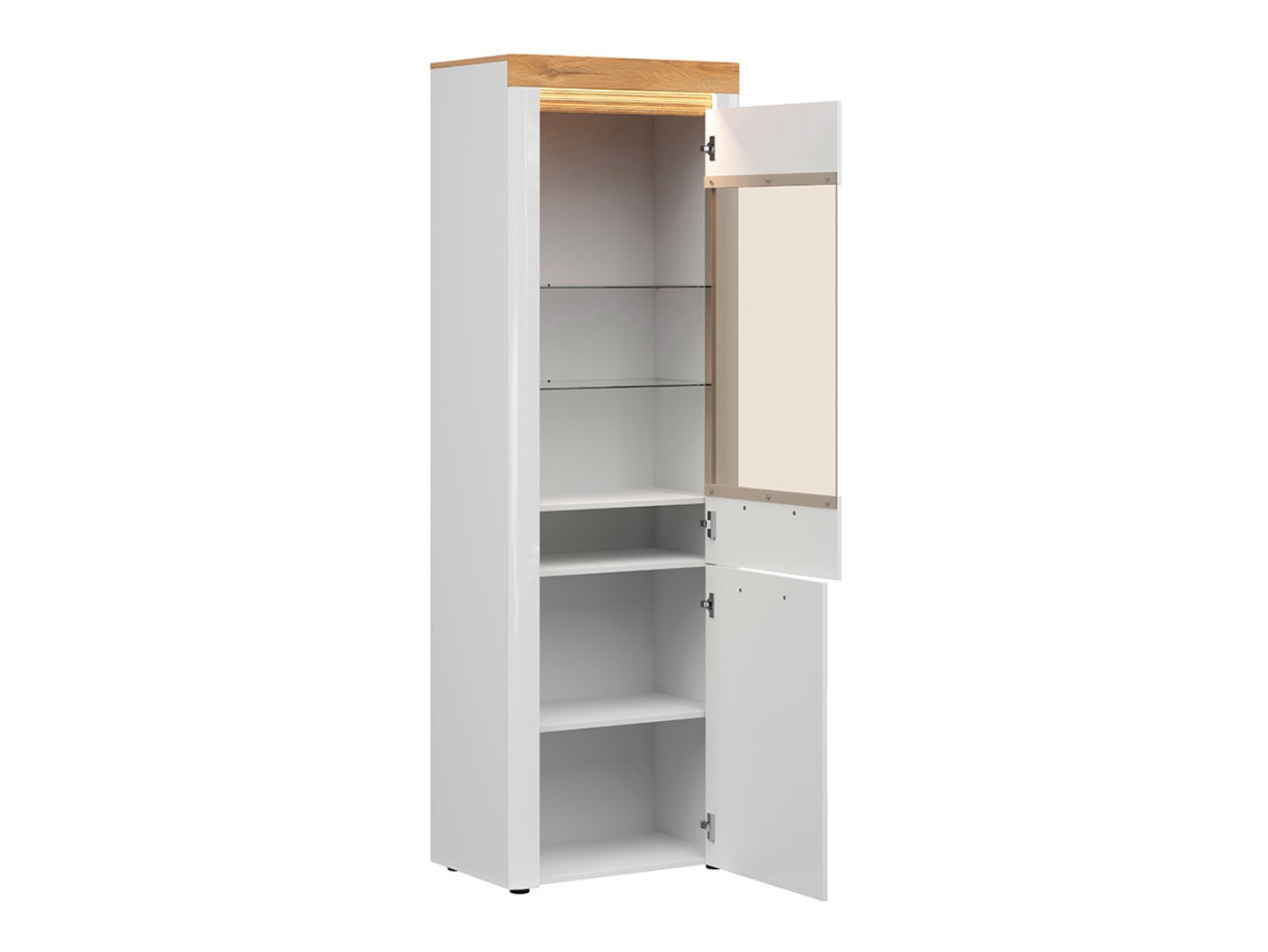 HORTON viendurvju vitrīna 68 cm, Grandson zeltainais ozols/spīdīgi balta — изображение 2
