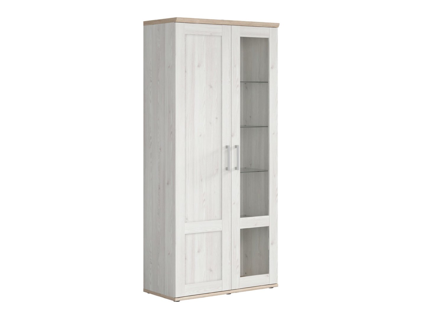 ROMANCE viendurvju vitrīna, 93 cm, gaiša Sibiu lapegle/gaišs San Remo ozols