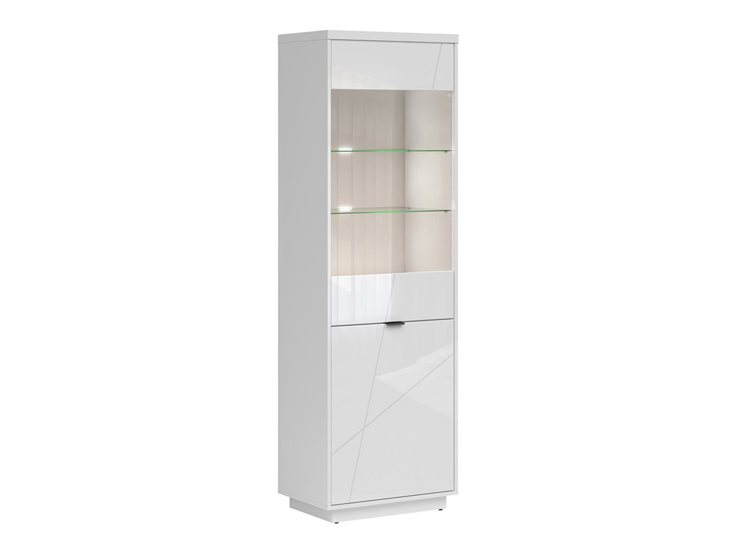 Viendurvju stikla vitrīna FORN 64 cm, baltā, spīdīgā krāsā
