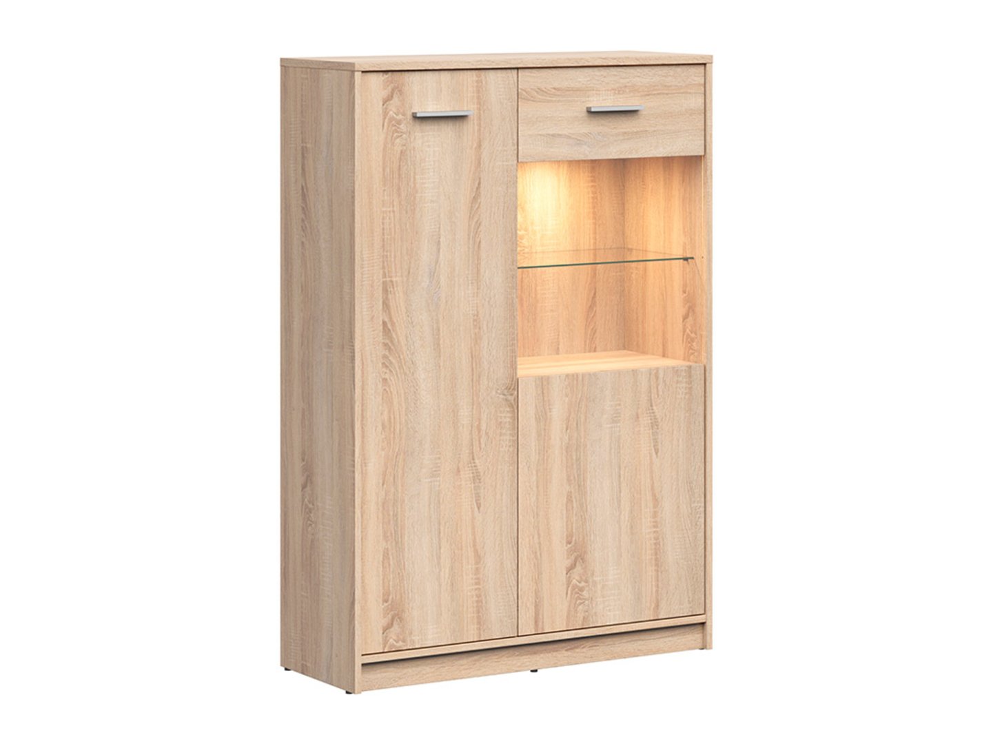 Zema divu durvju stikla vitrīna NEPO PLUS 90 cm, Sonoma ozols — 3 attēls