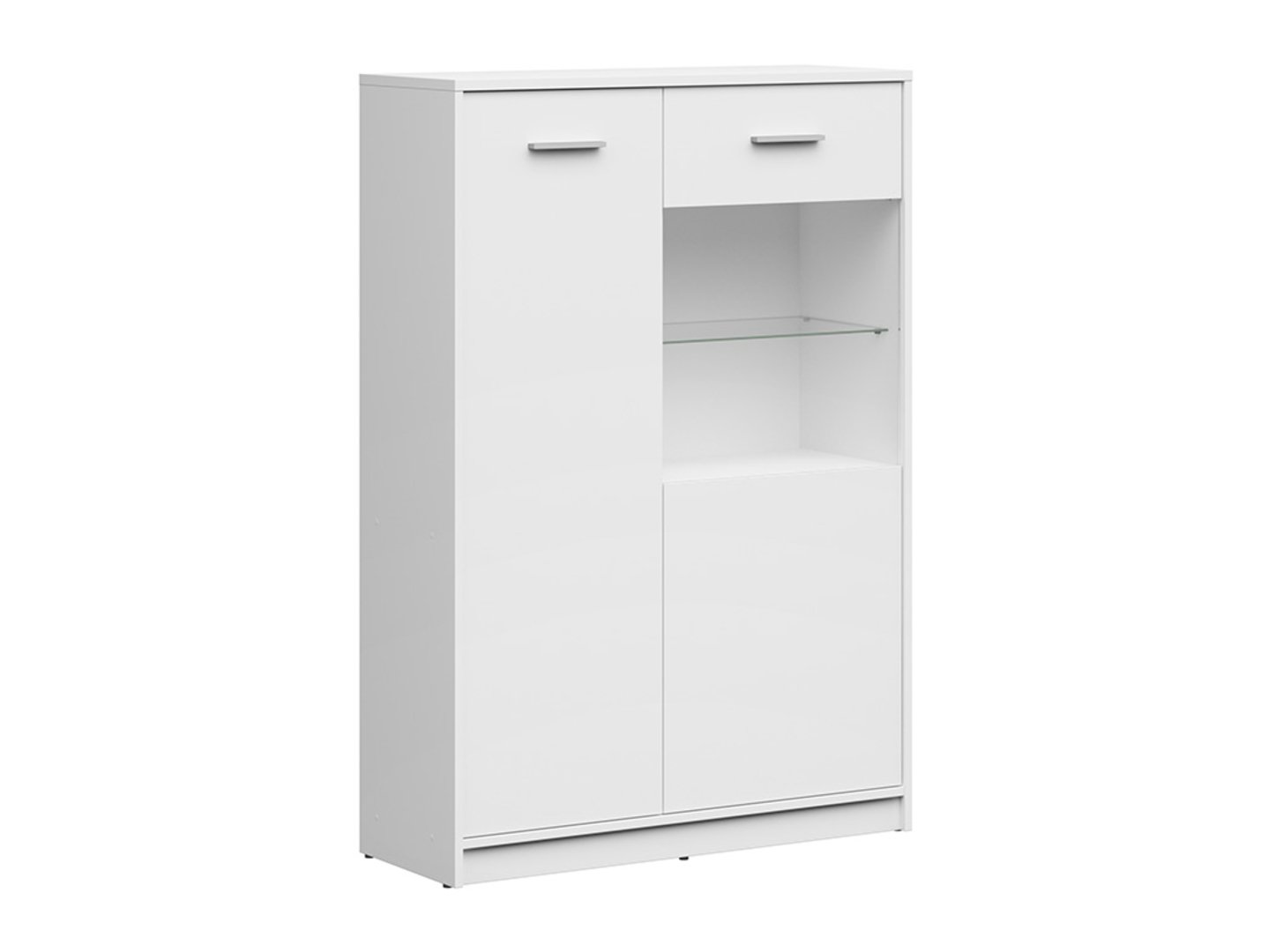 Zema divu durvju stikla vitrīna NEPO PLUS 90 cm, balta