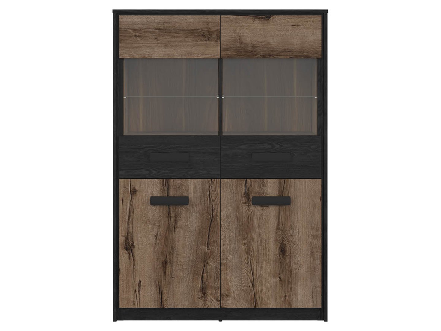Zems vitrīnas skapis KASSEL 100 cm, klostera ozols/melnais ozols — изображение 3