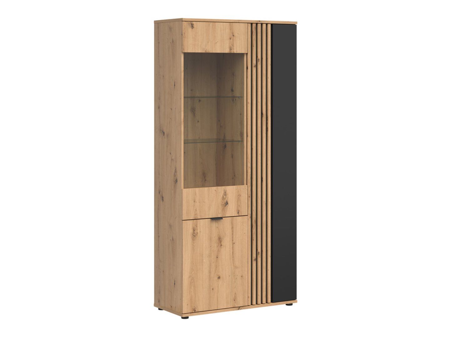 Vabres trīsdurvju vitrīna, 90 cm, mākslinieciskas ozolkoka līstes