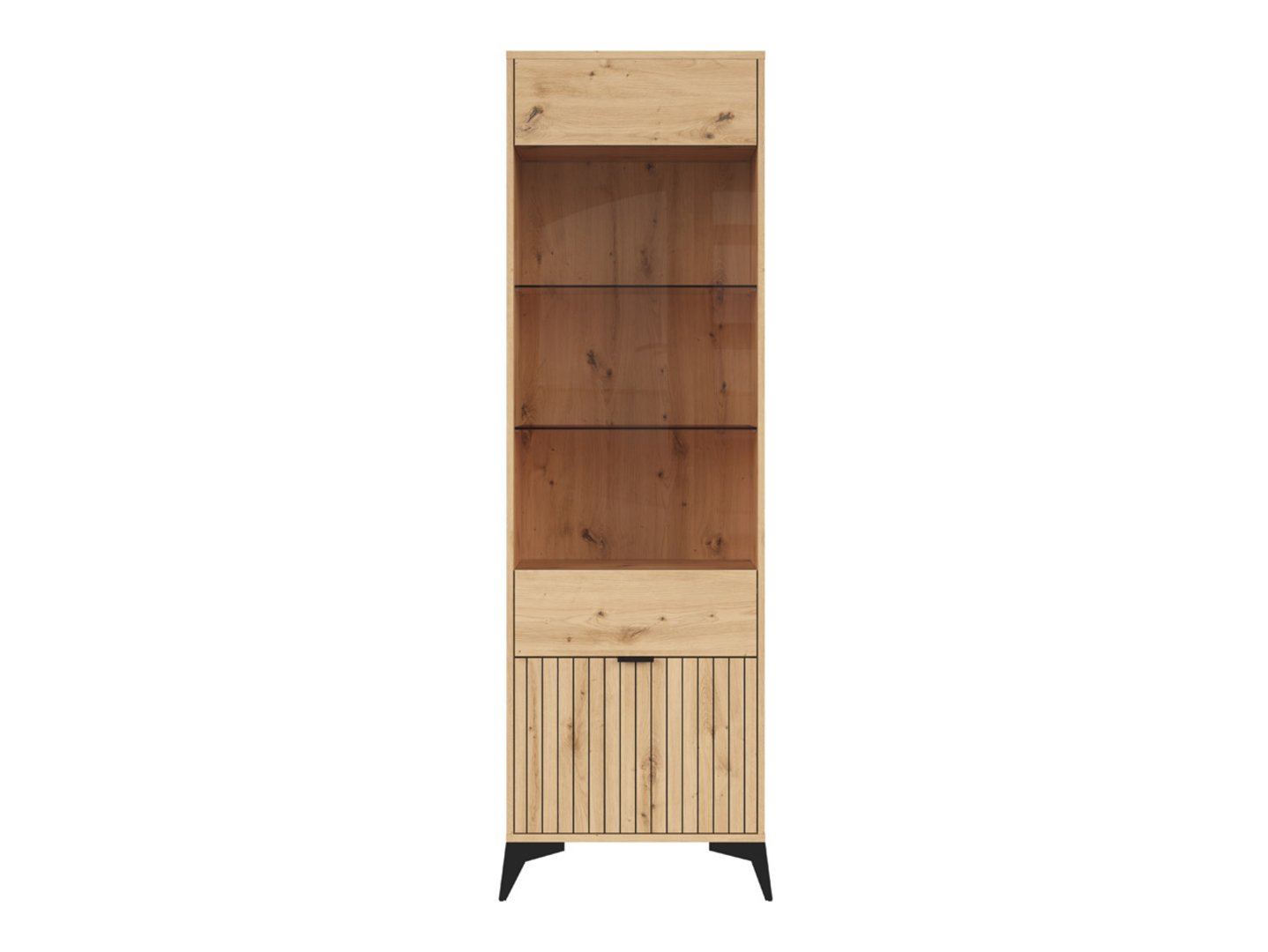 Augsta vitrīna ar stikla durvīm LAMEA 60 cm, mākslīgā ozola krāsā — изображение 6