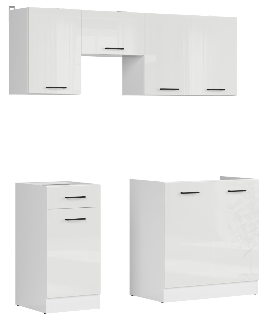 Virtuves komplekts 170 cm JUNONA LINE balts/spīdīgs vaniļas tonis