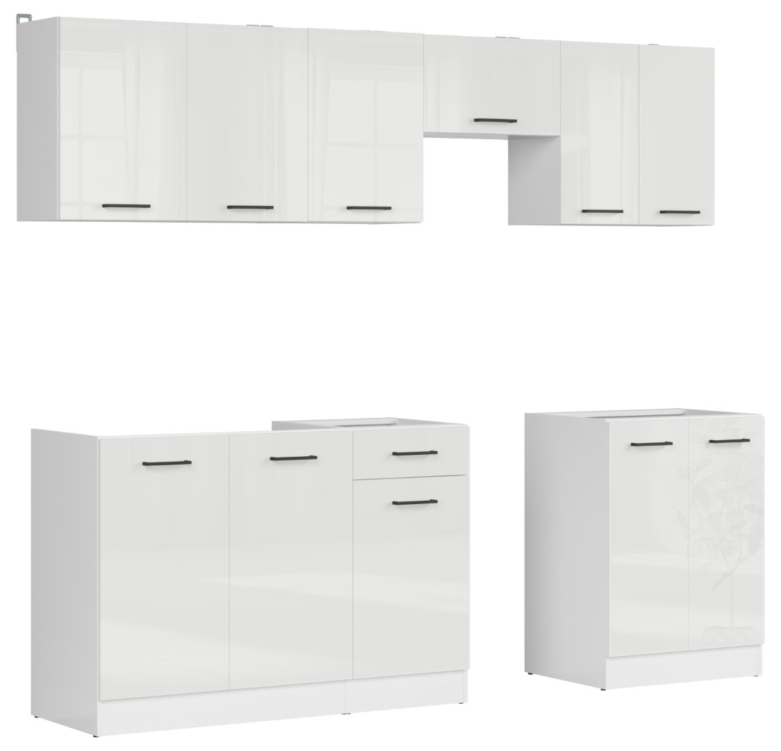 Virtuves komplekts 230 cm JUNONA LINE baltā/krīta spīdīgā krāsā