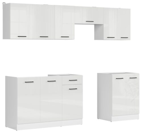Virtuves komplekts 240 cm JUNONA LINE baltā/krīta spīdīgā krāsā