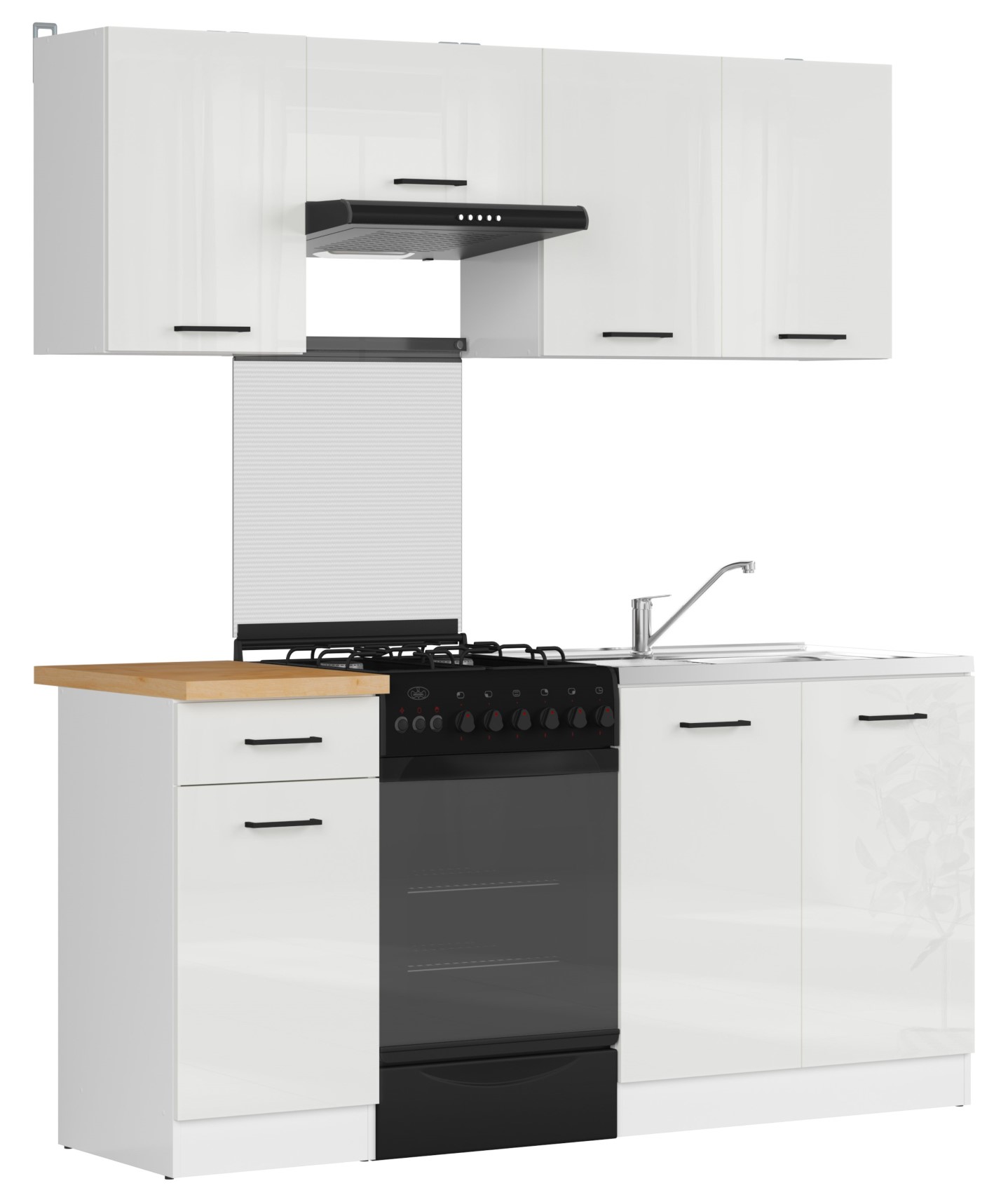 Virtuves komplekts ar darba virsmu 170 cm JUNONA LINE baltā/krīta spīdīgā krāsā