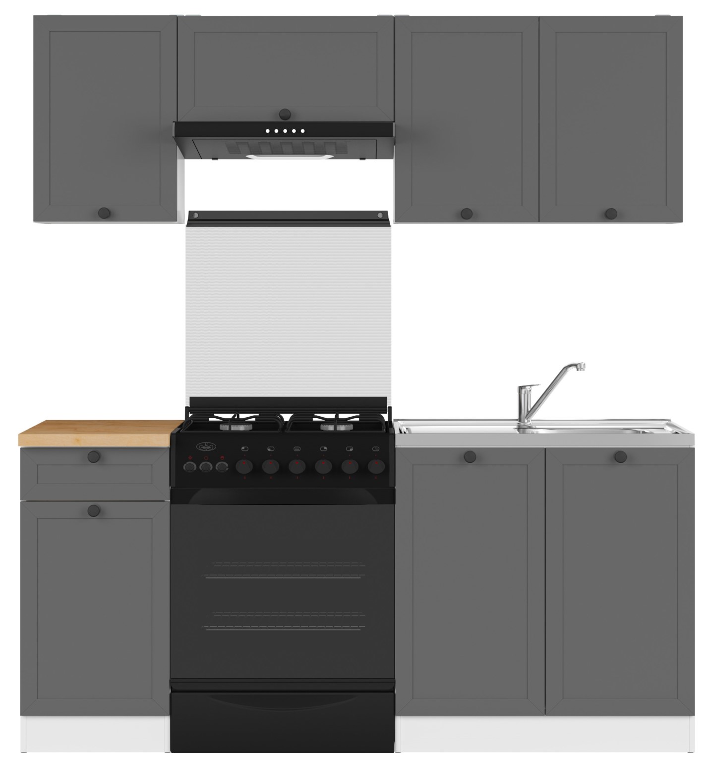 Virtuves komplekts ar darba virsmu 180 cm JUNONA LINE baltā/grafīta krāsā — изображение 2