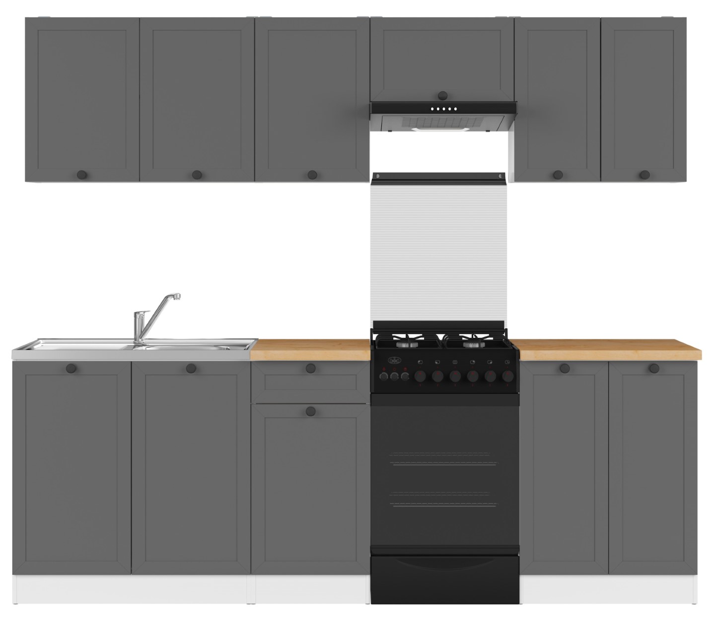 Virtuves komplekts ar darba virsmu 230 cm JUNONA LINE baltā/grafīta krāsā — изображение 2