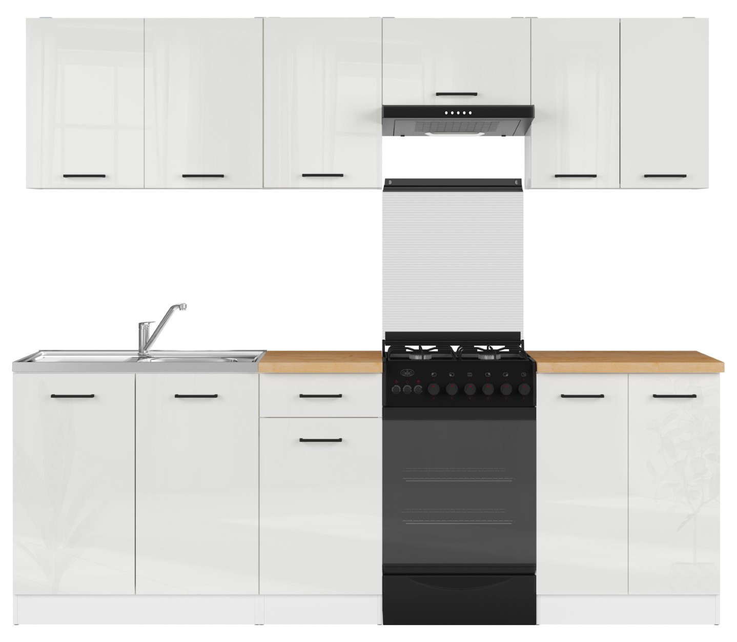 Virtuves komplekts ar darba virsmu 230 cm JUNONA LINE baltā/krīta spīdīgā krāsā — изображение 2