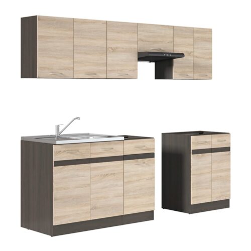 Virtuves komplekts ar darba virsmu 230 cm JUNONA LINE venge/sonoma ozols