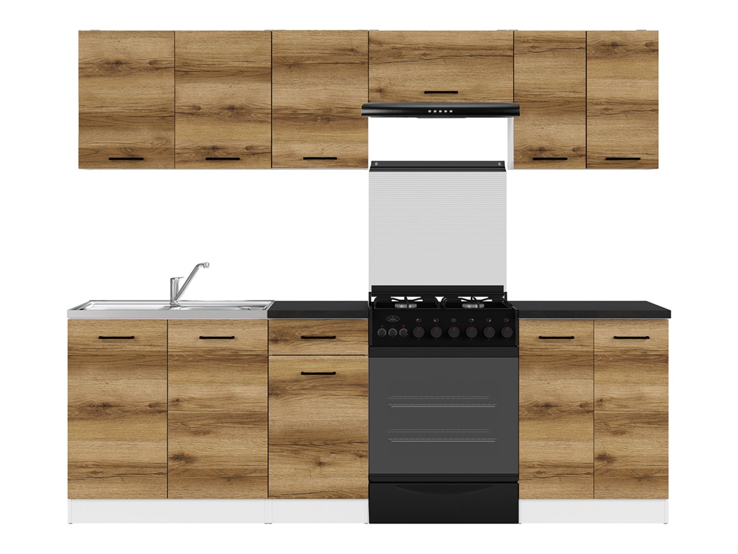 Virtuves komplekts ar darba virsmu 240 cm JUNONA LINE balts/gaišs Delano ozols — изображение 2