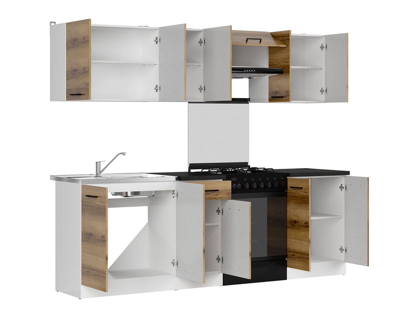 Virtuves komplekts ar darba virsmu 240 cm JUNONA LINE balts/gaišs Delano ozols — изображение 3