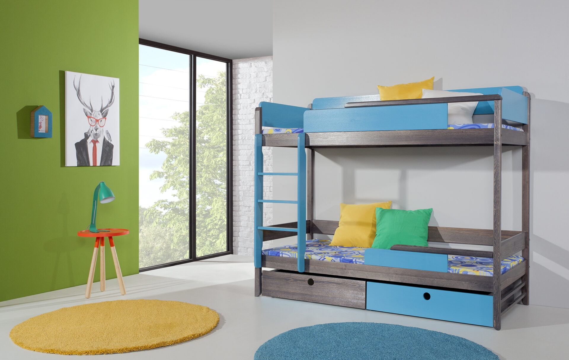NATU II divstāvu gulta ar atvilktnēm – 2 personām 80x181 cm