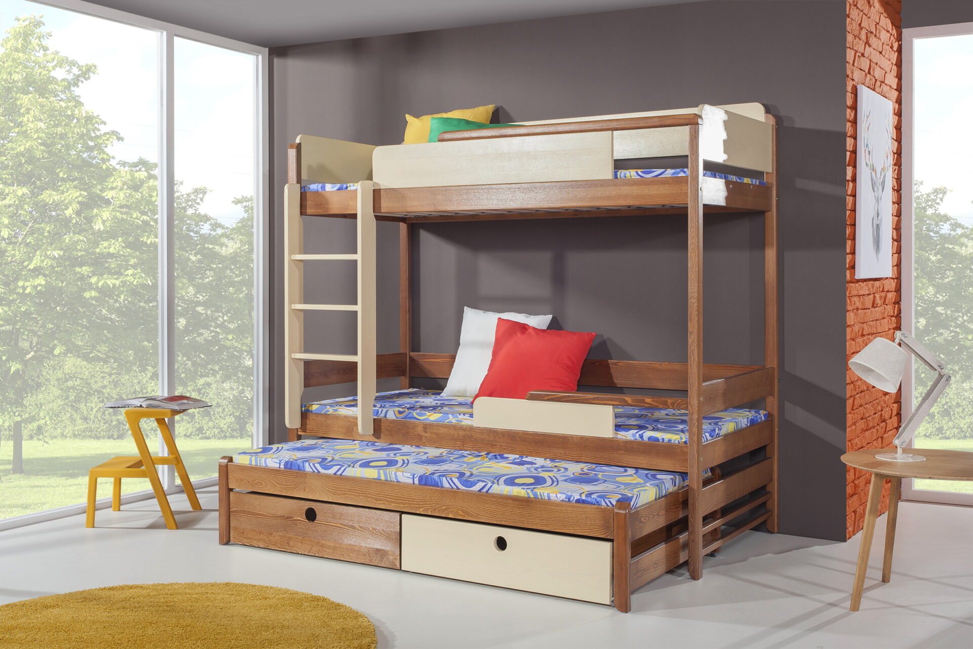 NATU III trisstavu gulta ar atvilktnēm 90x200 см