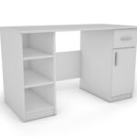 Bērnu rakstāmgalds ar plauktu un skapi 120×60 cm, balts – NELA