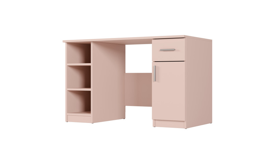 Bērnu rakstāmgalds ar plauktu un skapi 120×60 cm Rozā – NELA