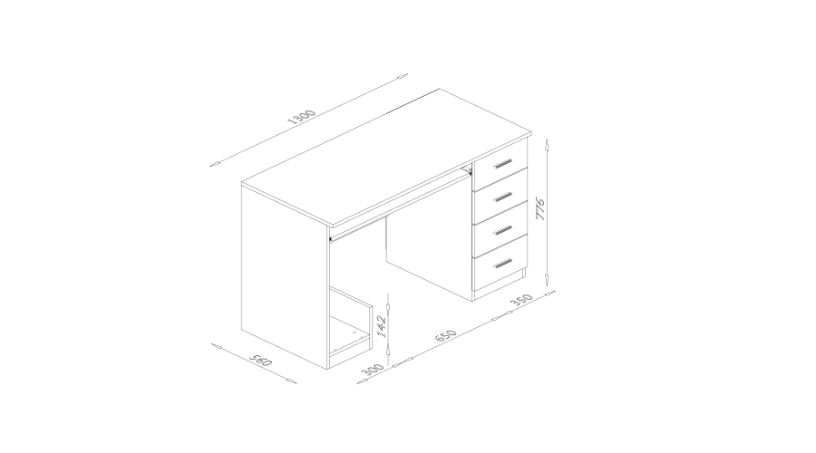 Jauniešu rakstāmgalds ar atvilktnēm un izvelkamu plauktu 130 × 60 cm, Rozā – MILA — 3 attēls