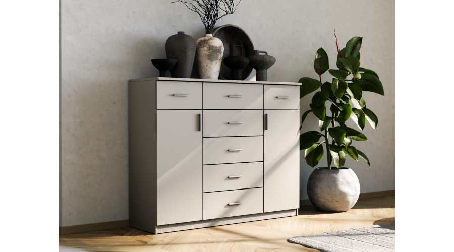 Liela kumode ar atvilktnēm un skapīšiem, 140 cm, Biel – SILVA — изображение 2