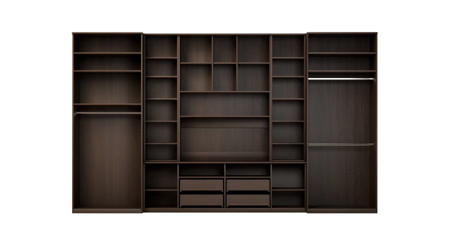Sekcija SAWA ar ietilpīgiem skapjiem un vitrīnām 390 × 232 cm, Sonoma Ciemna / Orzech Okapi — изображение 4