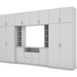 Sekcija DAKO ar skapīšiem un TV nišu 380 × 240 cm, Biel