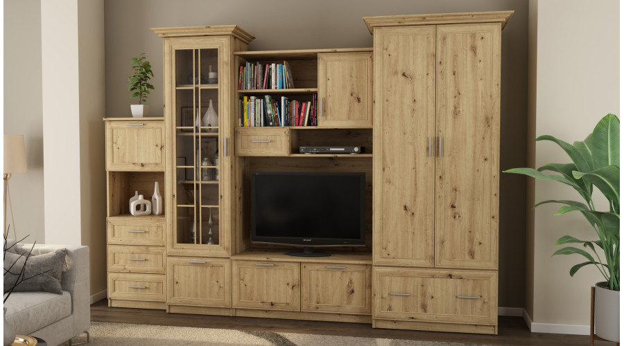 Sekcija MILO ar ietilpīgu garderobi un bāru 280 × 207 cm Dab Artisan — 2 attēls