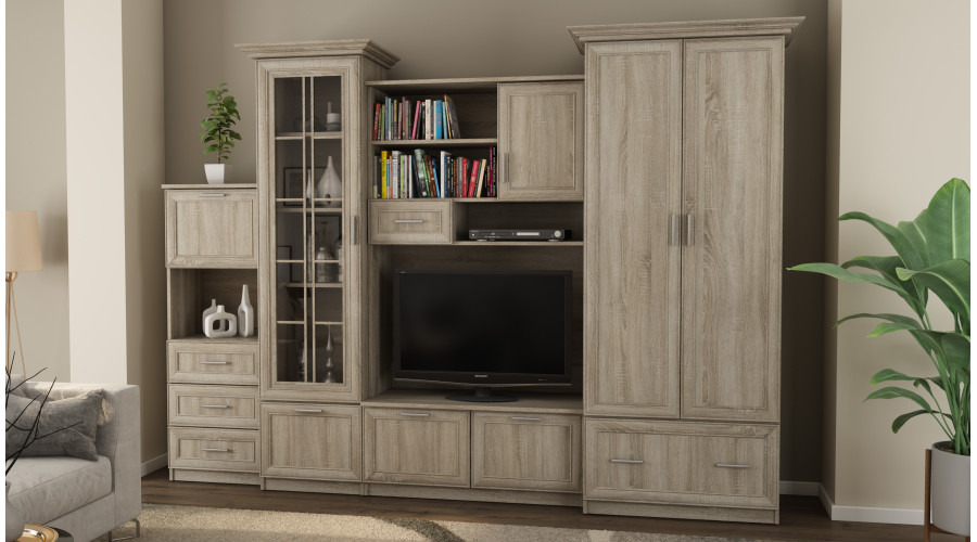 Sekcija MILO ar ietilpīgu garderobi un bāru 280 × 207 cm Sonoma Jasna — изображение 2