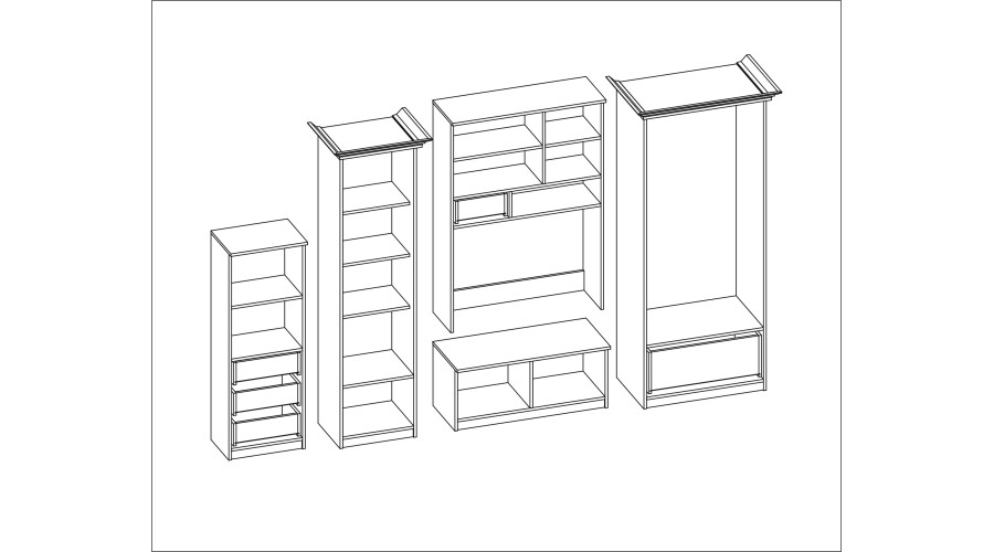 Sekcija MILO ar ietilpīgu garderobi un bāru 280×207 cm Wiśnia Porto — изображение 6