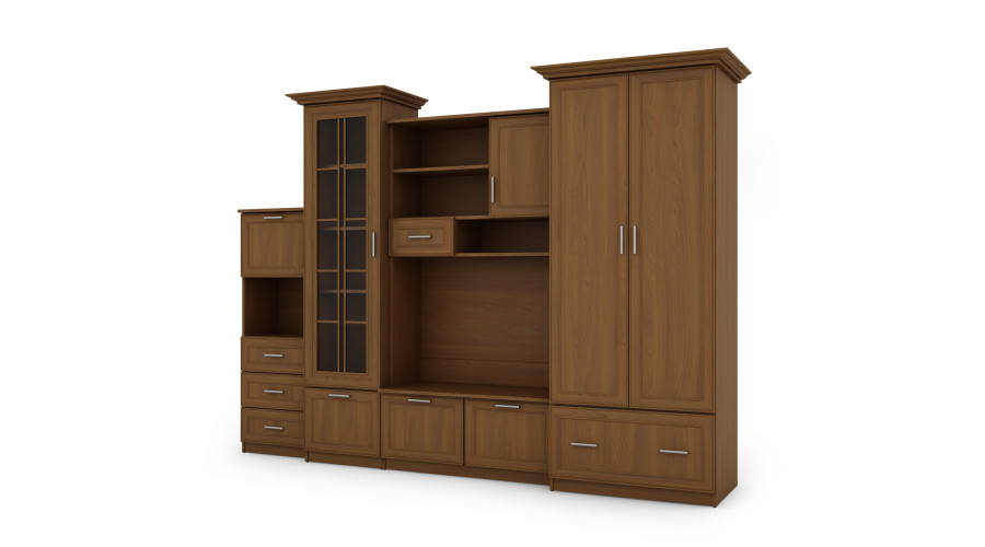Sekcija MILO ar ietilpīgu garderobi un bāru 280×207 cm Wiśnia Porto