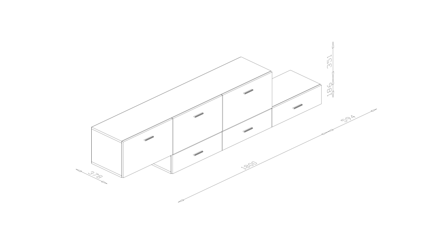 Brīvi stāvoša vai pie sienas stiprināma modulāra kumode 180–240 cm, Dab Lancelot -MULTI SMART — 6 attēls