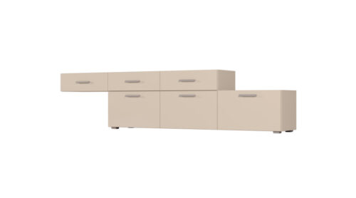 Brīvi stāvoša vai pie sienas stiprināma modulāra kumode 180–240 cm Piasek Pustyni – MULTI SMART