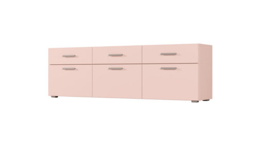 Brīvi stāvoša vai pie sienas stiprināma modulāra kumode 180–240 cm Rozā – MULTI SMART