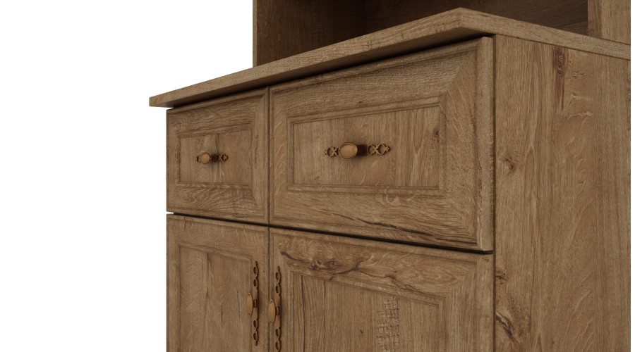Daudzfunkcionāla kumode 80 cm, atvilktnes, skapīši, plaukti, balta, ozols, priede, Sonoma — 2 attēls