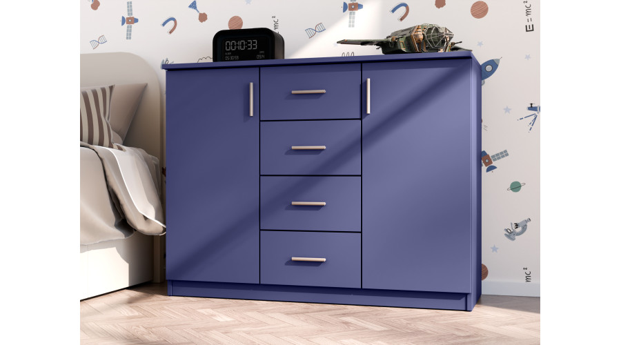 Maza kumode ar atvilktnēm un skapīšiem, 120 cm, kobalts – KINGA — изображение 2