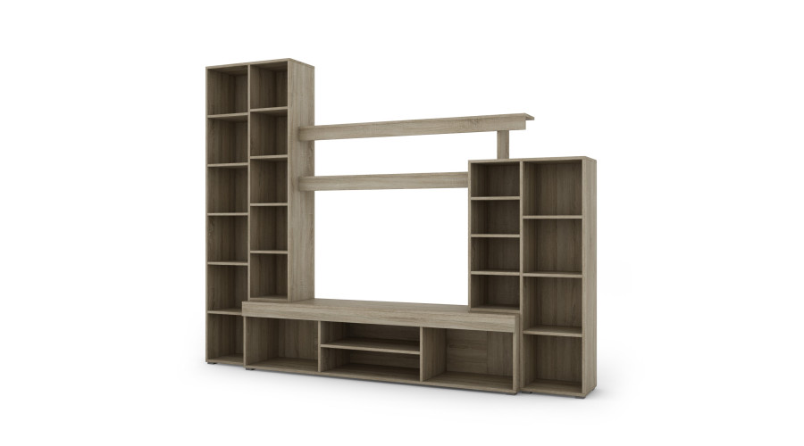 Sekcija APOLLO ar vitrīnu un vietu televizoram 266 × 210 cm, Sonoma Jasna / Orzech Okapi — изображение 3