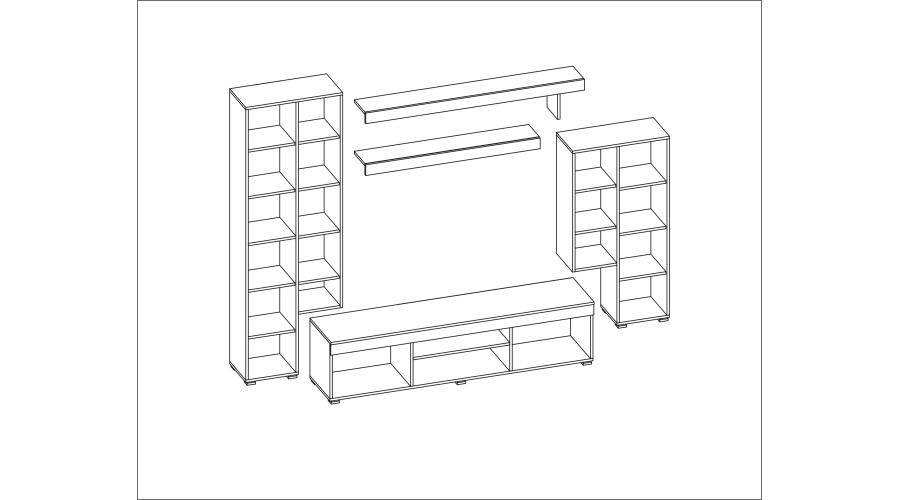 Sekcija APOLLO ar vitrīnu un vietu televizoram 266 × 210 cm, Sonoma Jasna / Orzech Okapi — изображение 6