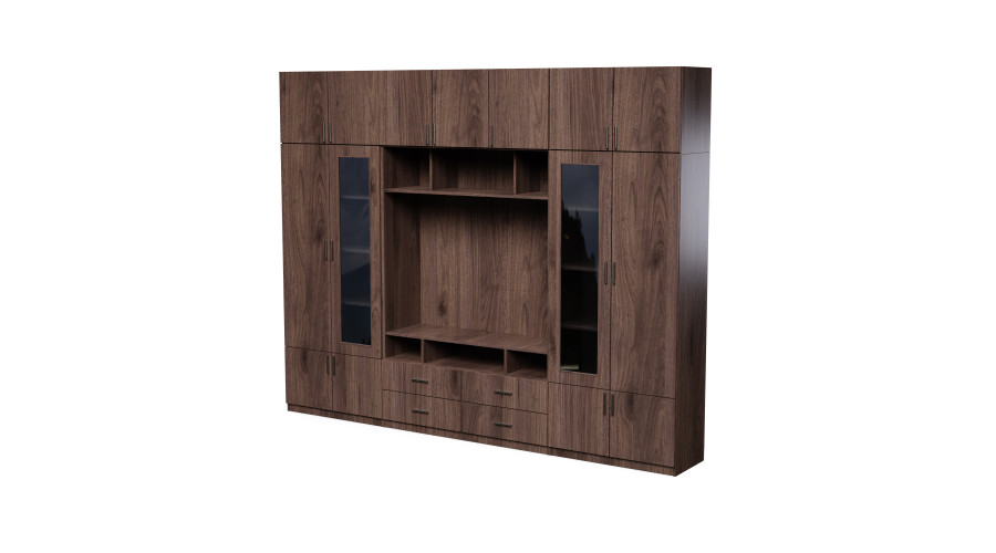Секция VERO ar stikla vitrīnām 303 × 240 см, Ожех Окапи