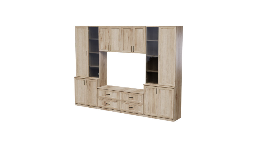Секция STILO с телевизором, размером 300 × 220 см, с желтыми полосками