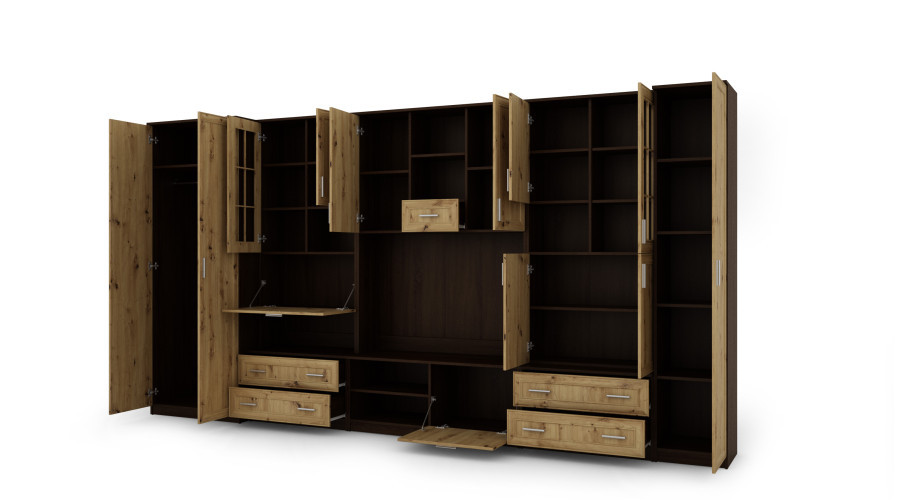 Sekcija CYKLON ar bāru un skapi, TV 400 × 210 cm, Sonoma Ciemna / Dąb Artisan — изображение 3