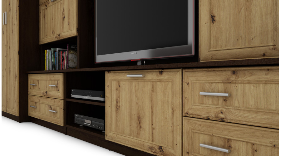 Sekcija CYKLON ar bāru un skapi, TV 400 × 210 cm, Sonoma Ciemna / Dąb Artisan — изображение 5