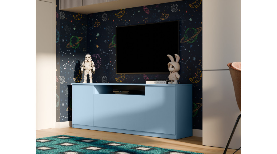 Moderna kumode ar TipOn sistēmu, 200 × 44 cm, krīta zila – Luna — изображение 2