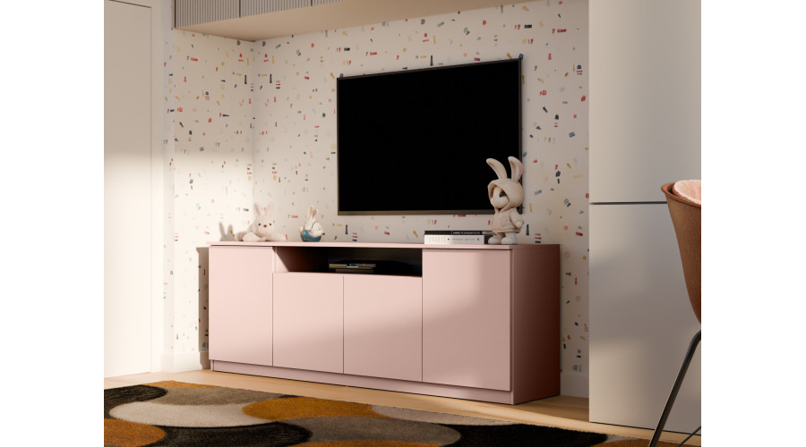 Moderna kumode ar TipOn sistēmu, 200 × 44 cm, rozā – Luna — 2 attēls