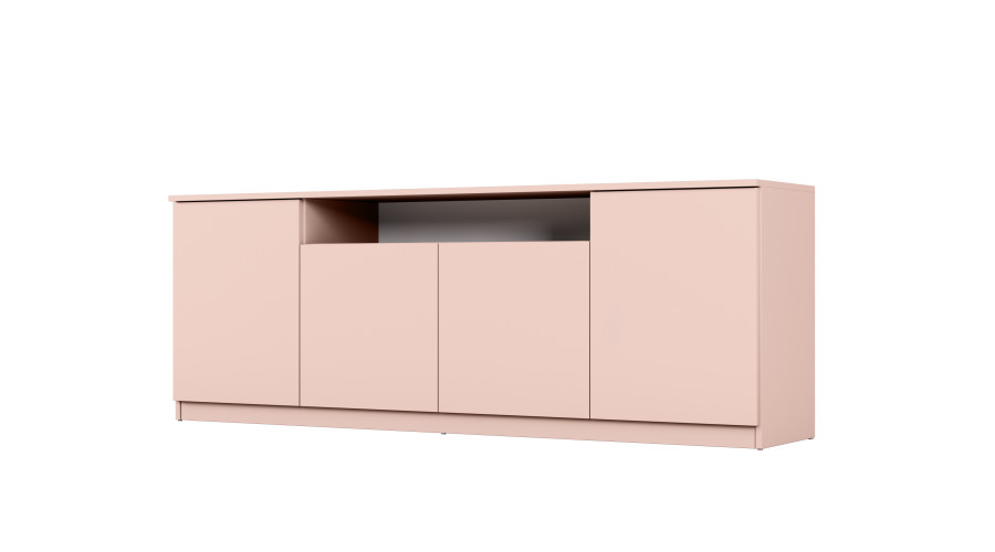 Moderna kumode ar TipOn sistēmu, 200 × 44 cm, rozā – Luna