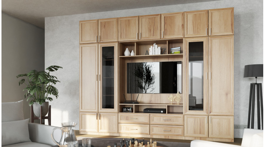 Sekcija VERO ar stikla vitrīnām 303 × 240 cm, Grand Natural koks — изображение 2